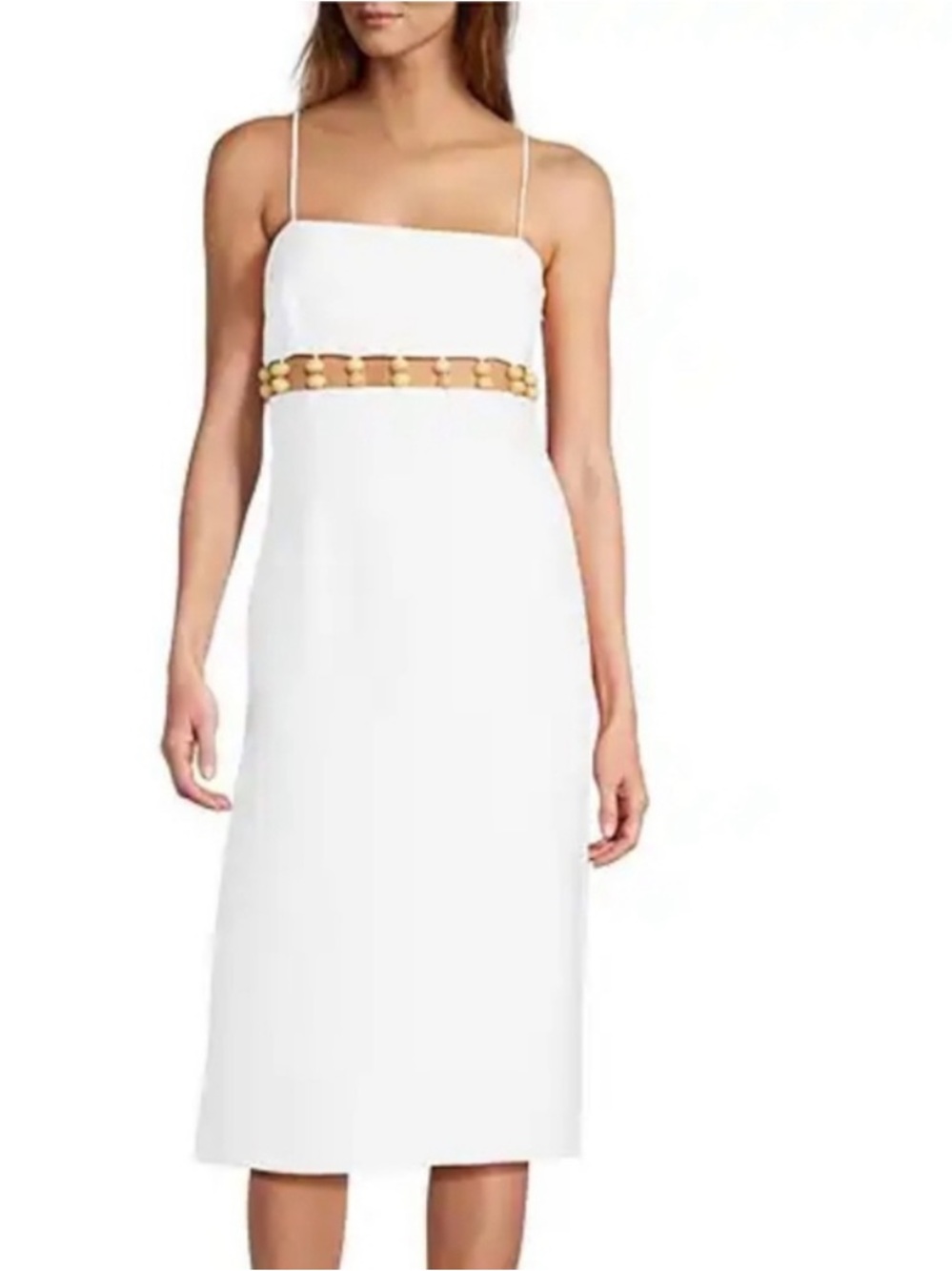 NWT ANTONIO MELANI EOS Beaded midi White Cotten summer dress size 14